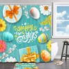 Colorful Shower Curtain With Easter Eggs & Butterflies - Spring Bathroom Decor