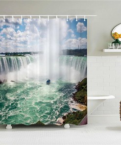 Colorful Shower Curtain with Waterfall Print, Waterproof Fabric for Bathroom Necessities