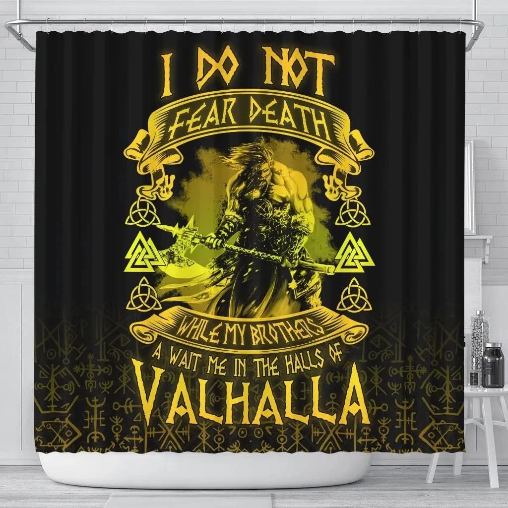 Colorful Shower Curtains with Warrior Valhalla Norse Vikings Pattern, 3D Print Waterproof for Bathroom/Laundry
