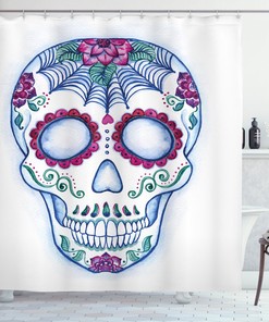 Colorful Sketch Sugar Skull Shower Curtain for Bathroom Decor