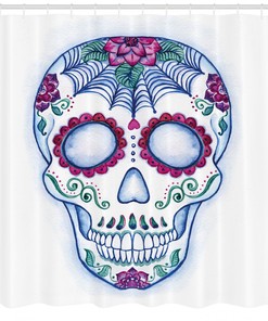 Colorful Sketch Sugar Skull Shower Curtain for Bathroom Decor