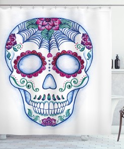 Colorful Sketch Sugar Skull Shower Curtain for Bathroom Decor