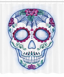Colorful Sketch Sugar Skull Shower Curtain for Bathroom Decor