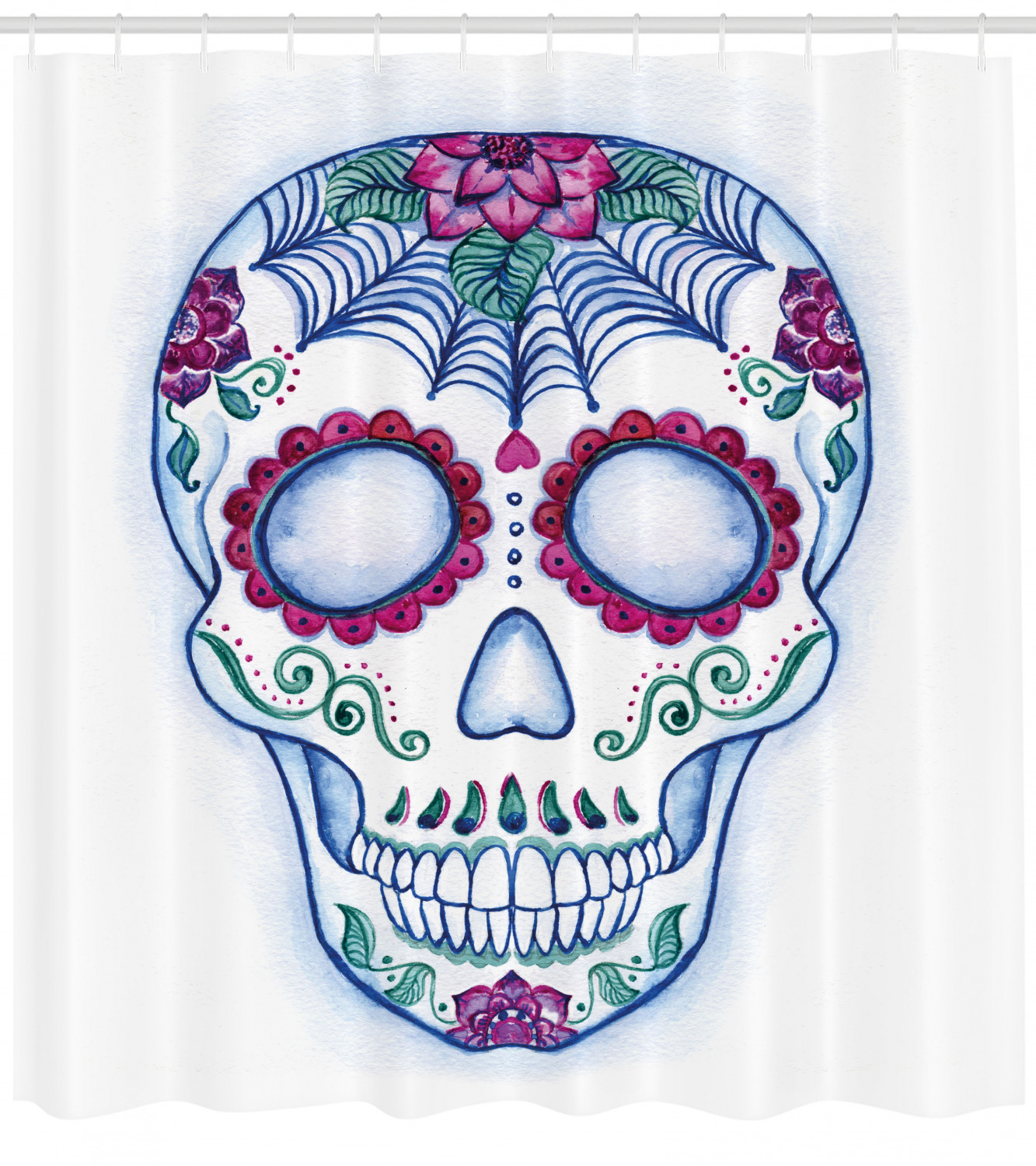 Colorful Sketch Sugar Skull Shower Curtain for Bathroom Decor