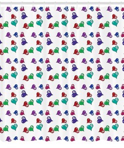 Colorful Skull Hearts Print Shower Curtain for a Fun and Playful Bathroom