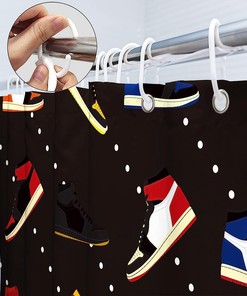 Colorful Sneaker Basketball Print Shower Curtain for Sports Boys Waterproof Bathroom Panels