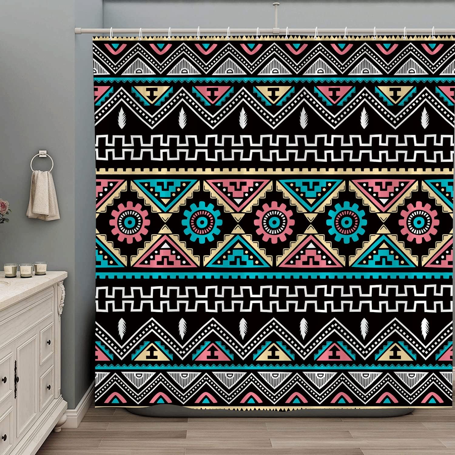 Colorful Southwest Aztec Mandala Shower Curtain