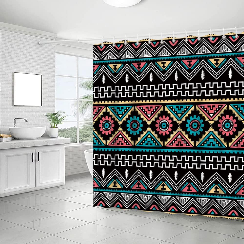 Colorful Southwest Aztec Mandala Shower Curtain - Image 3