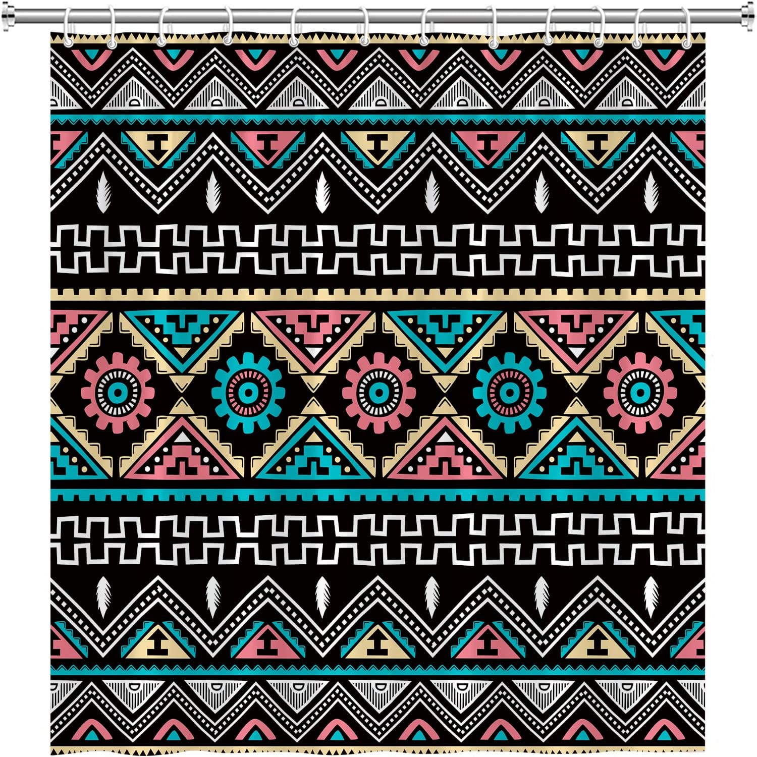 Colorful Southwest Aztec Mandala Shower Curtain - Image 4