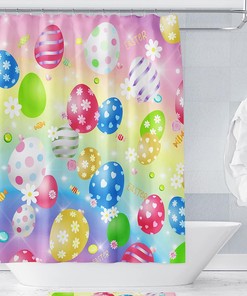 Colorful Spring Flowers And Eggs Easter Shower Curtain For Bathroom Decor