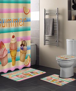 Colorful Stripe Ice Cream Lemon Shower Curtain for Fun Bathroom Decor
