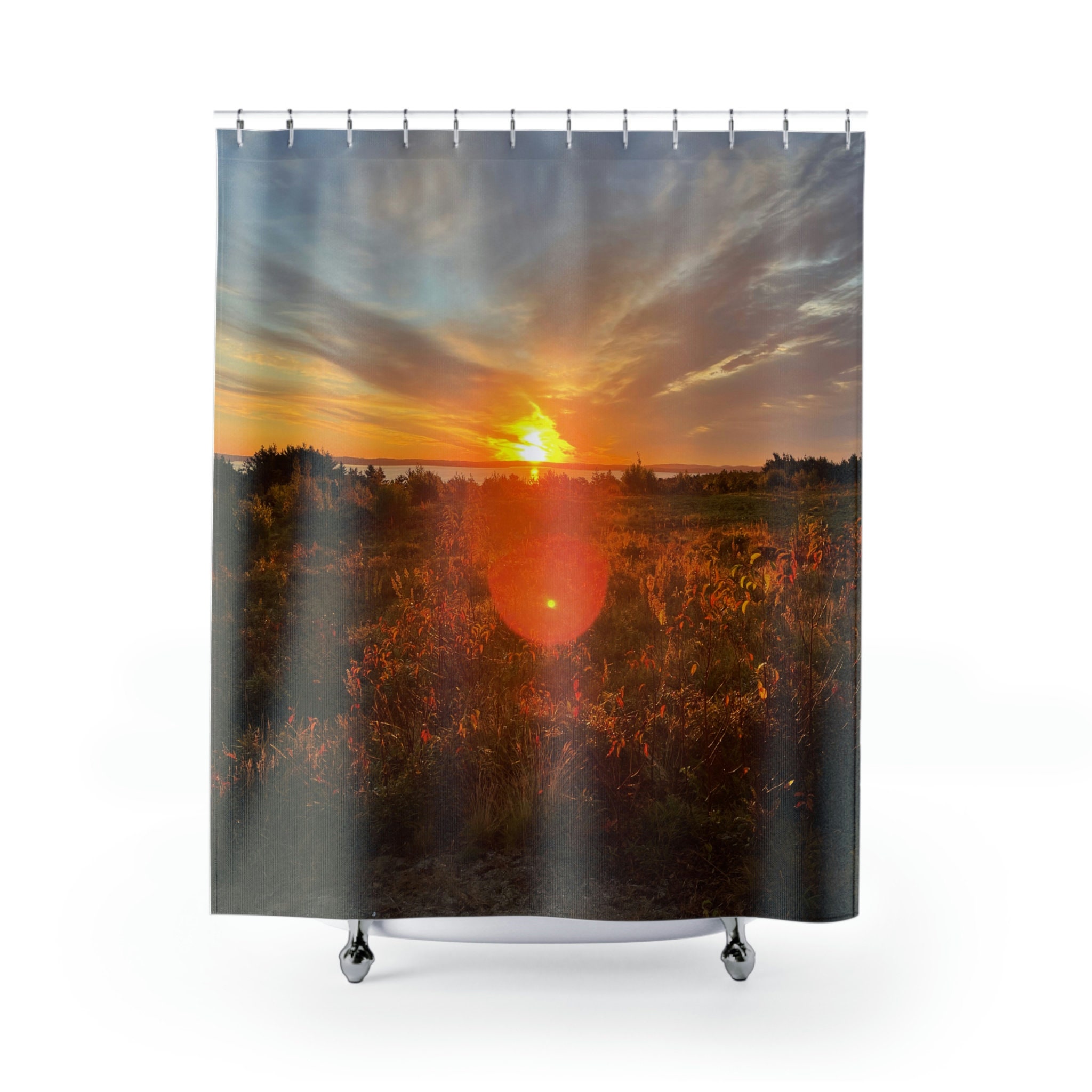 Colorful Stripe Pattern Shower Curtain, Vibrant Bathroom Decor