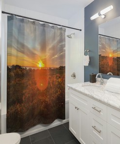Colorful Stripe Pattern Shower Curtain, Vibrant Bathroom Decor