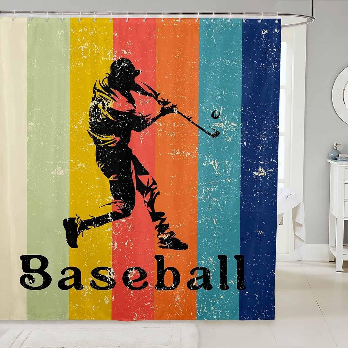 Colorful Stripes Shower Curtain With Rustproof Hooks For Fun Bathroom Decor