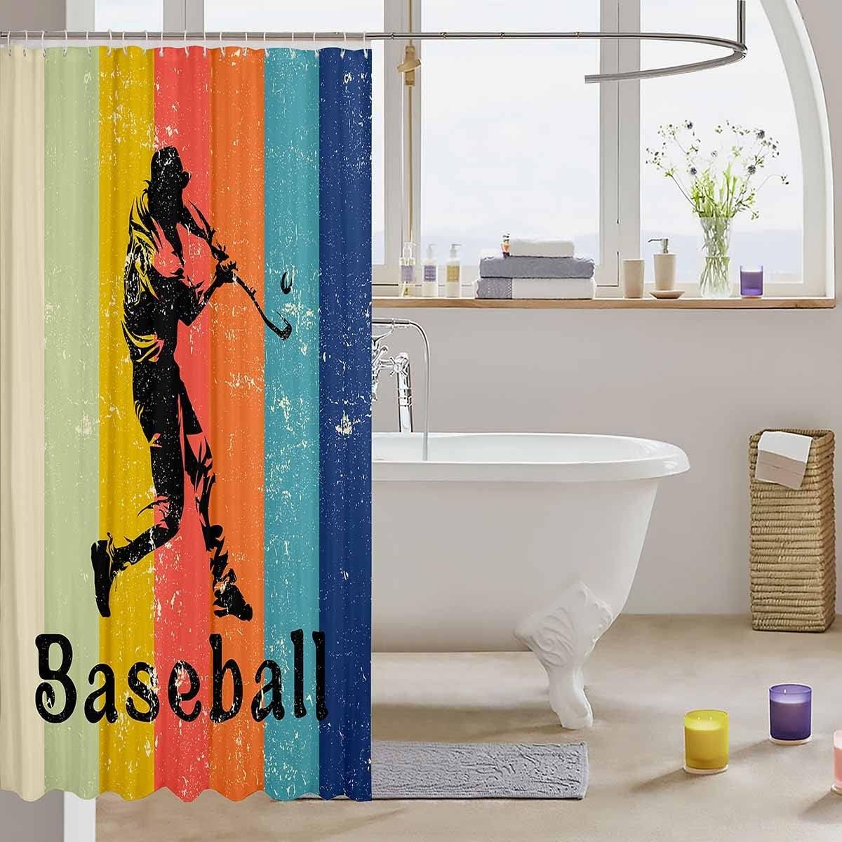 Colorful Stripes Shower Curtain With Rustproof Hooks For Fun Bathroom Decor - Image 3