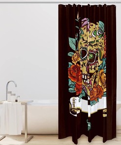 Colorful Sugar Skull Rose Diamond Unique Shower Curtain for Bathroom Decor