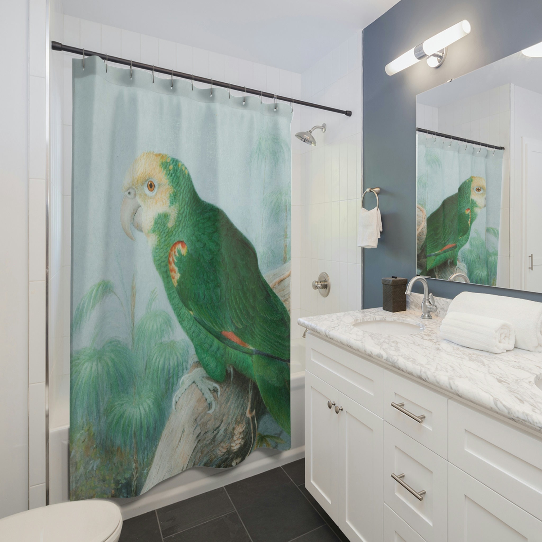 Colorful Summer Bird Travel Shower Curtain for a Unique Bath