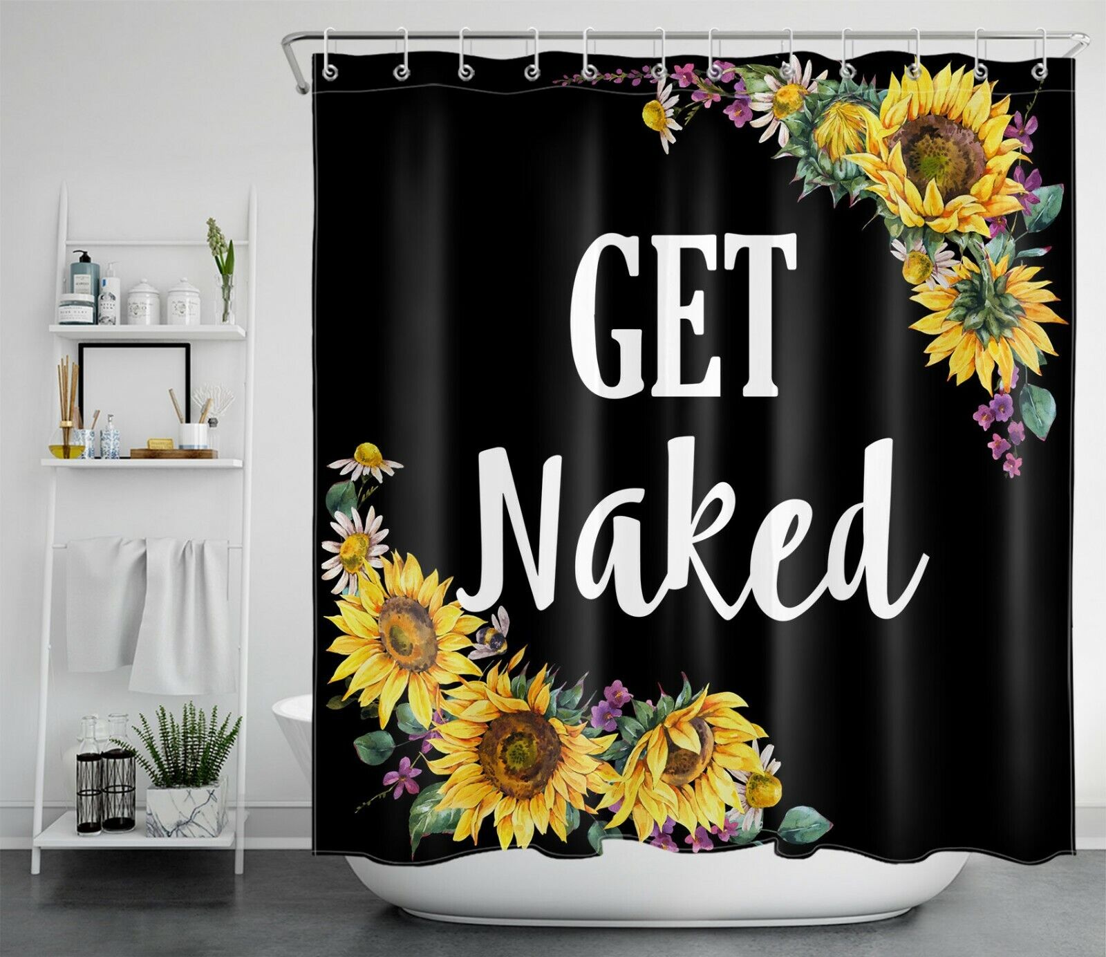 Colorful Sunflower Print Shower Curtain For Cheerful Vibes