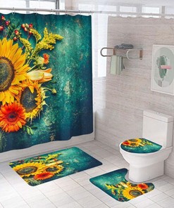 Colorful Sunflower Shower Curtain, Waterproof Fabric Bathroom Decor, Unique Shower Curtains for Home 