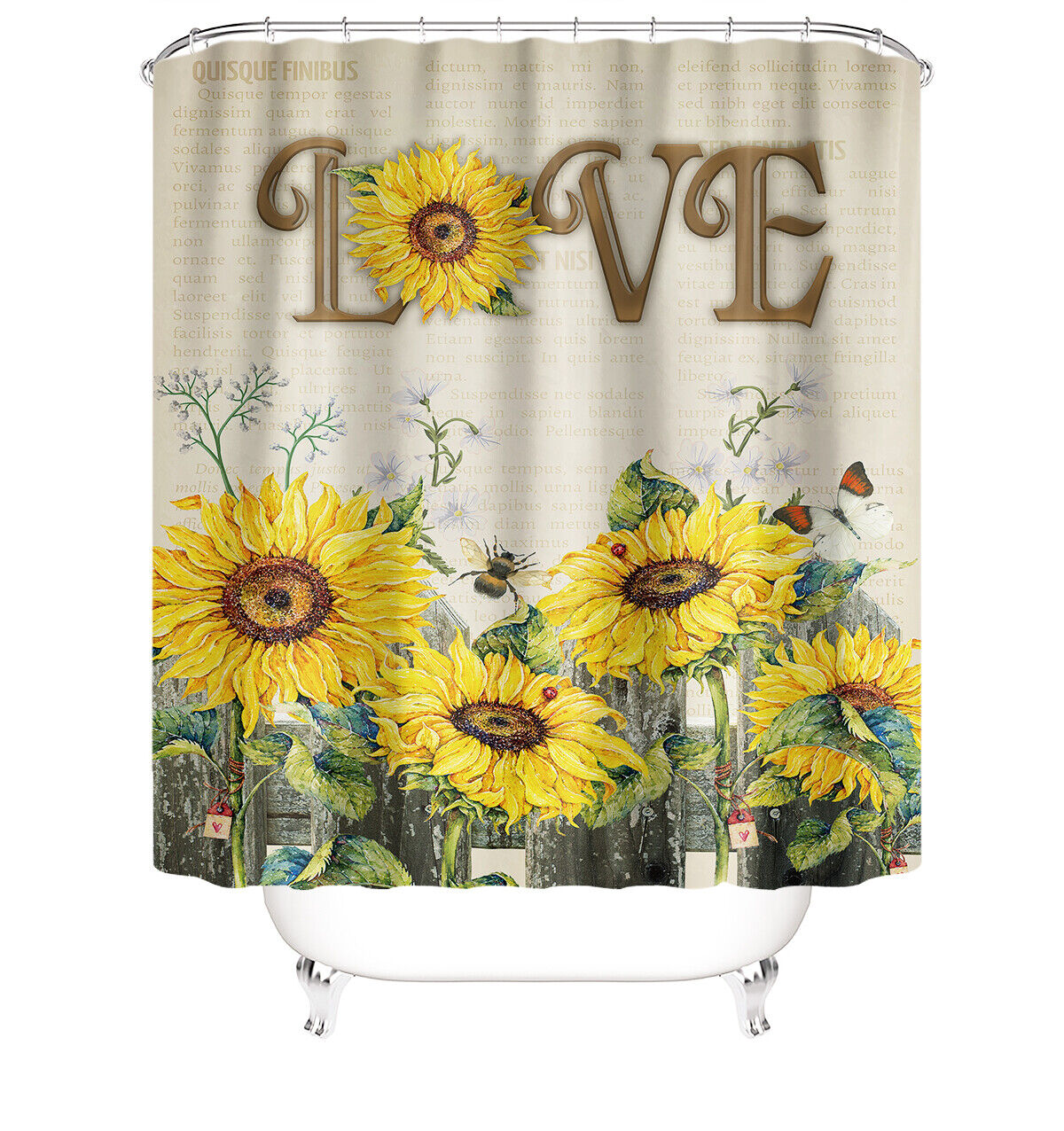 Colorful Sunflower Shower Curtain for a Bright and Cheerful Bathroom