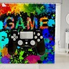 Colorful Tie Dye Gamer Shower Curtain For Video Game Lovers Bathroom 