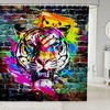 Colorful Tiger Wall Print Shower Curtain for Boys' Bathroom, Tie Dye Waterproof Design