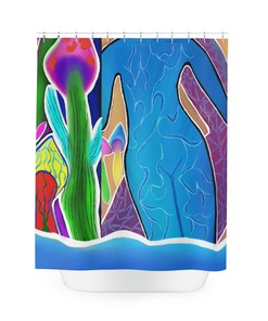 Colorful Trippy Mushroom Print Shower Curtain for a unique and vibrant bathroom decor