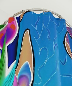 Colorful Trippy Mushroom Print Shower Curtain for a unique and vibrant bathroom decor
