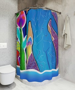 Colorful Trippy Mushroom Print Shower Curtain for a unique and vibrant bathroom decor