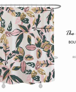 Colorful Tropical Leaves Print Shower Curtain For Customized Bathroom Decor