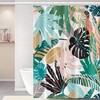 Colorful Tropical Palm Leaves Shower Curtain with Waterproof Fabric for Kids Bathroom Decor