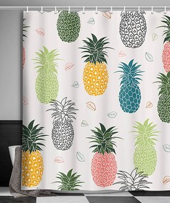 Colorful Tropical Pineapple Print Shower Curtain