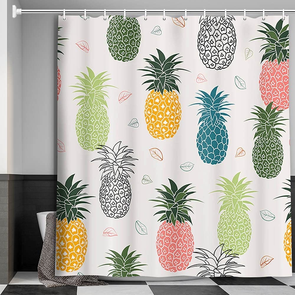 Colorful Tropical Pineapple Print Shower Curtain
