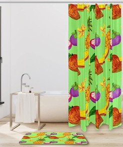 Colorful Tropical Pineapples and Mango Print Shower Curtain for Vibrant Bathroom Decor