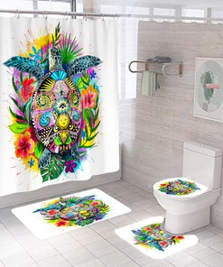 Colorful Turtle Shower Curtain For Bathroom Decor