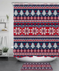 Colorful Ugly Sweater Snowflake Shower Curtain For A Playful Christmas Decor