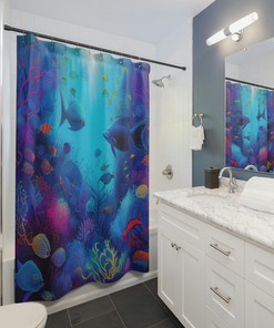 Colorful Underwater Scene Shower Curtain 