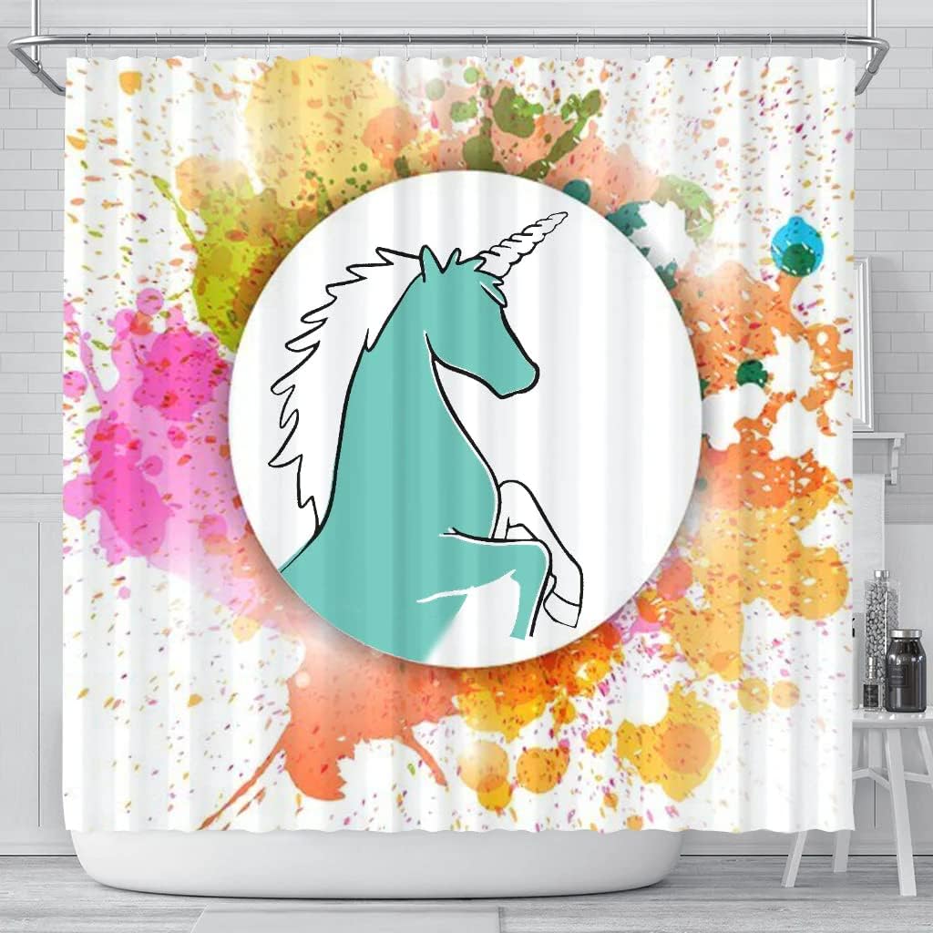 Colorful Unicorn Print Shower Curtain For Whimsical Bathroom Aesthetic