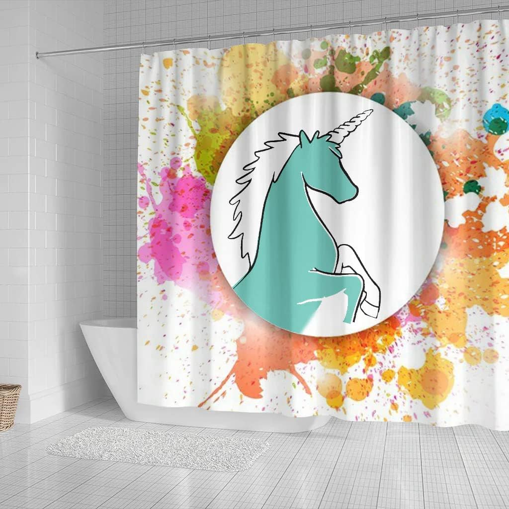 Colorful Unicorn Print Shower Curtain For Whimsical Bathroom Aesthetic - Image 2