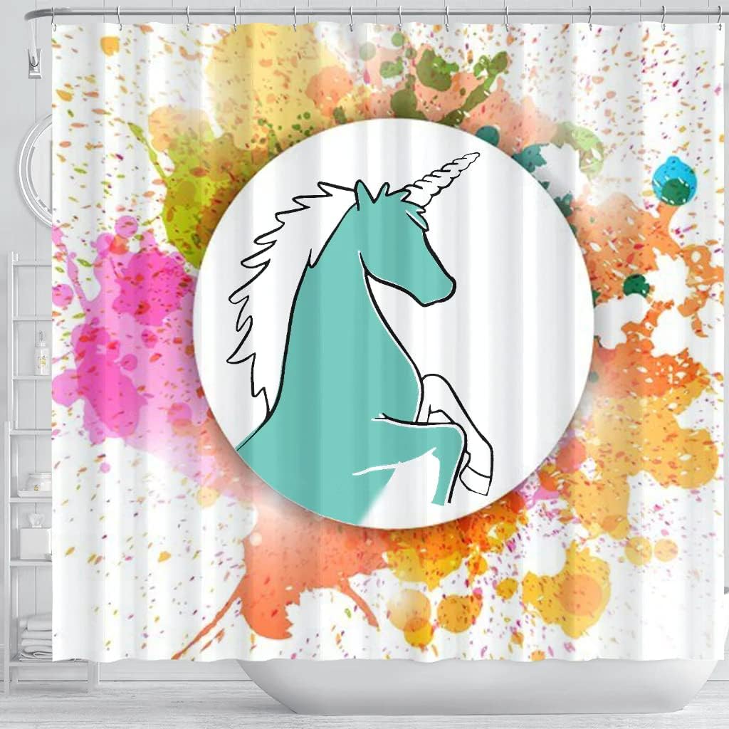 Colorful Unicorn Print Shower Curtain For Whimsical Bathroom Aesthetic - Image 3