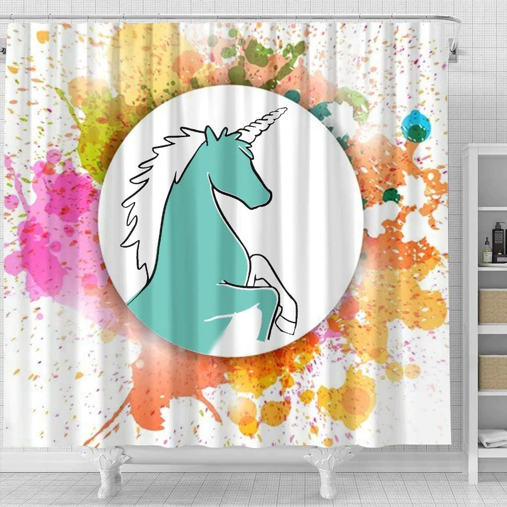 Colorful Unicorn Print Shower Curtain For Whimsical Bathroom Aesthetic - Image 4