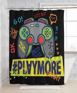 Colorful Video Game Controller Shower Curtain For Boys Teens Kids Bathroom Decor