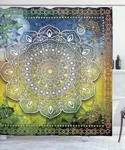 Colorful Vintage Floral Mandala Flower Shower Curtain - Boho Bathroom Decor