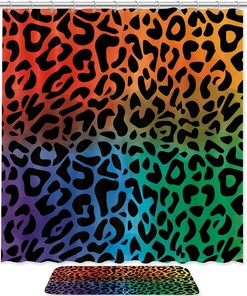 Colorful Water Resistant Leopard Pattern Print Shower Curtain For Durable Bathroom Decor