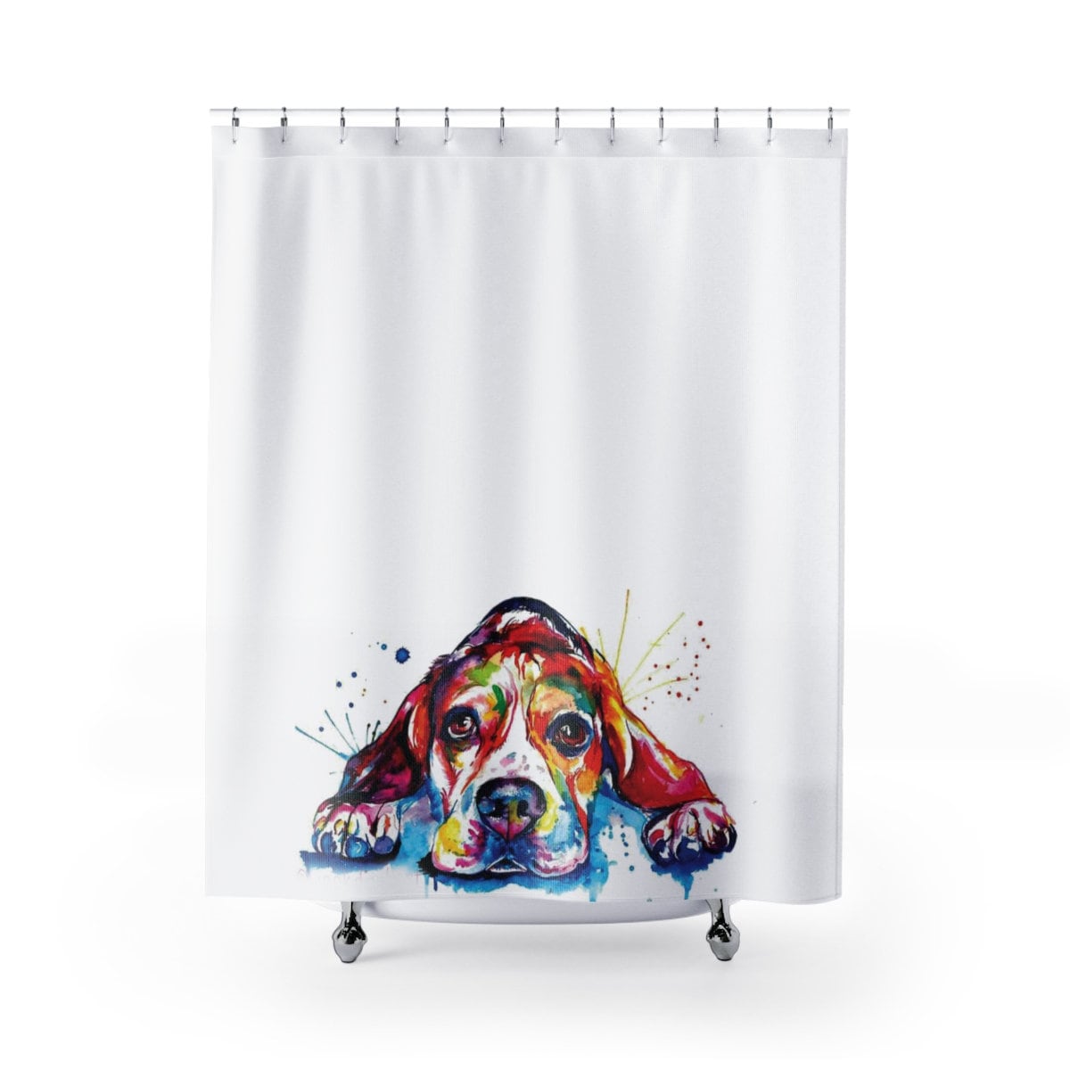 Colorful Watercolor Beagle Dog Shower Curtain, Perfect For Animal Lovers