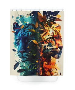 Colorful Wildcat Shower Curtain - Bold and Eye-Catching Shower Curtain for Cat Lovers 