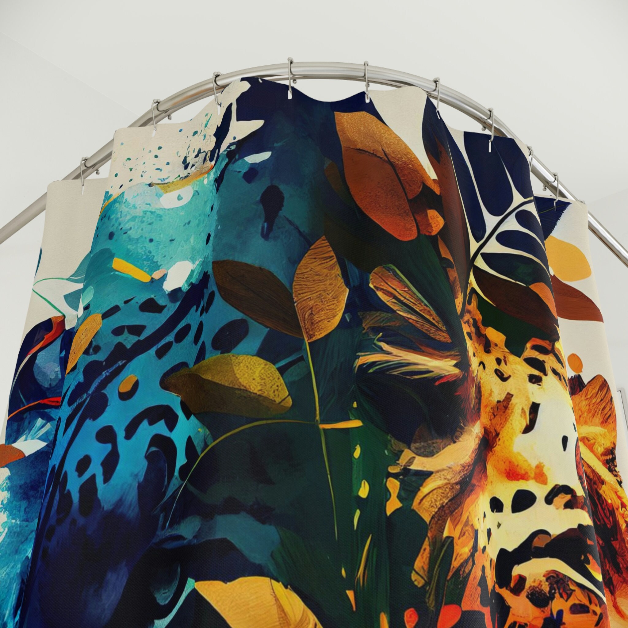 Colorful Wildcat Shower Curtain - Bold and Eye-Catching Shower Curtain for Cat Lovers