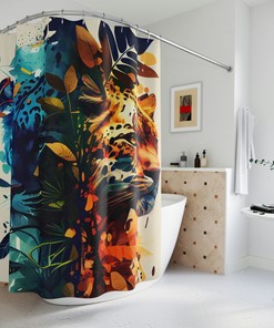 Colorful Wildcat Shower Curtain - Bold and Eye-Catching Shower Curtain for Cat Lovers