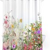 Colorful Wildflower Blossom Butterflies Shower Curtain, For A Cheerful Spring Bathroom 