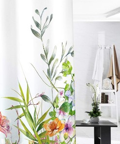 Colorful Wildflower Blossom Butterflies Shower Curtain, For A Cheerful Spring Bathroom 